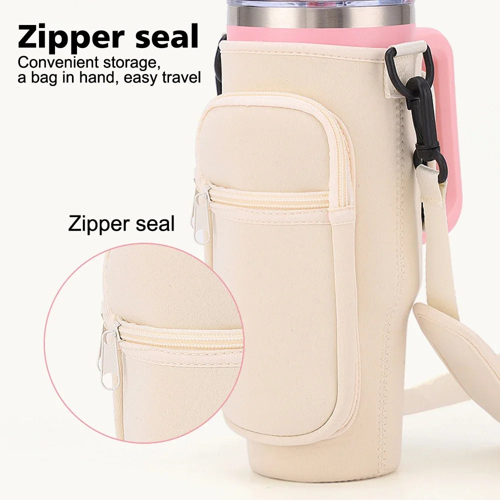 40oz Water Bottle Carrier Bag For Stanley Quencher Cup Sleeve Adjustable Shoulder Strap Non-slip Insulated Mug Cover