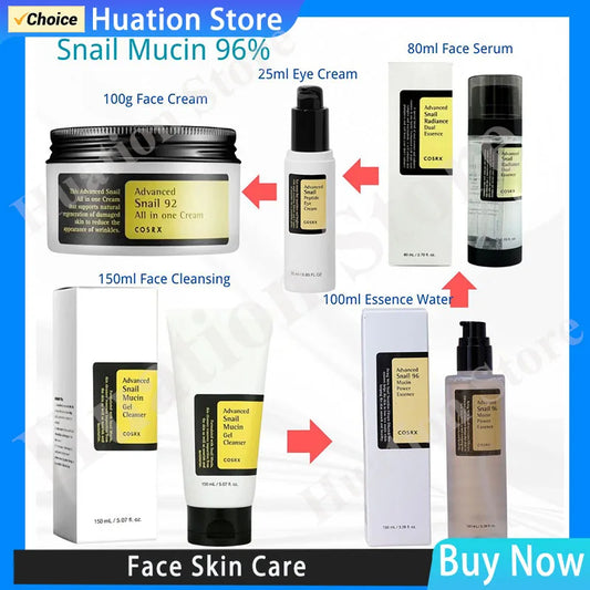 Snail Mucin 96% Skin Care Facial Essence Water Hydrating Moisturizing Repair Face Cleanser/Eye Cream/ Serum/Cream Skin Care
