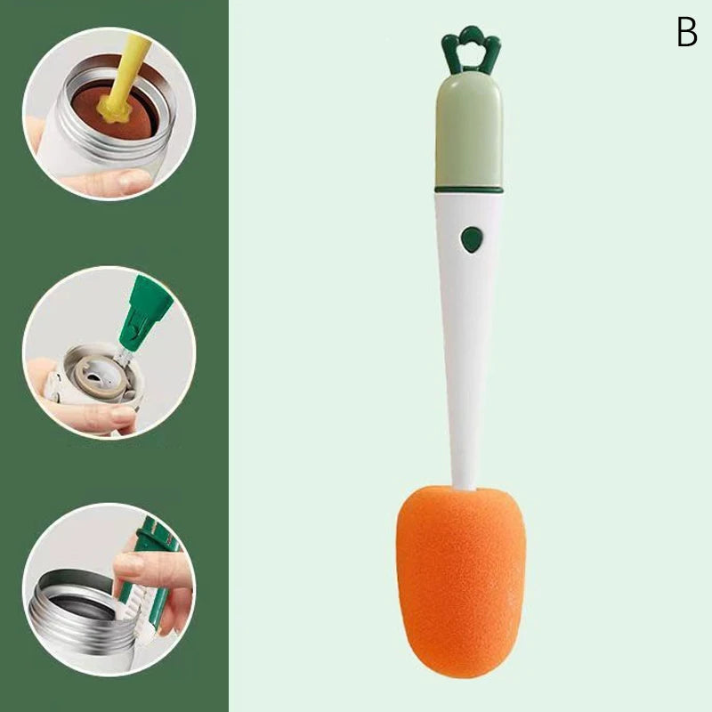3 In 1 Cleaning Brush Cup Scrubber Long Handle Lazy Bottles Brush Glass Cleaner Thermos Washing Brush Kitchen Clean Accessories