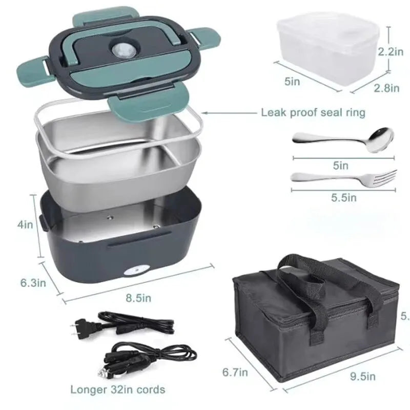 Electric Lunch Box Food Heater  Portable Food Warmer Lunchbox for Car Home Leak proof 2 Compartments 110V 220V Pot