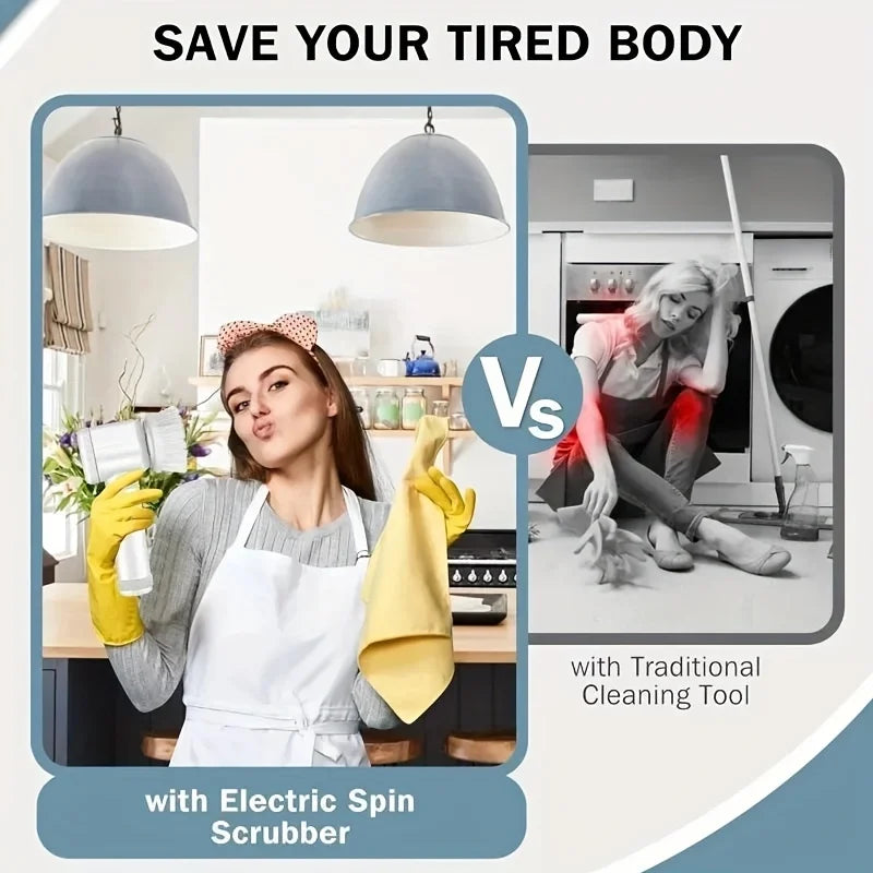 Electric Spin Scrubber for Bathroom Kitchen Cleaning! With 5 Electric Cleaning Brush Heads Ideal for Tub, FloorTile Window Sink