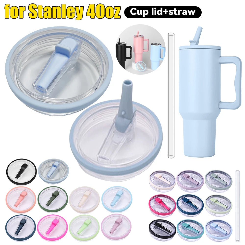 40oz Tumbler Flip Straw Lid Replacement fit for Stanley Quencher Spill Proof Splash Resistant Tumbler Lids Reusable Lids ﻿