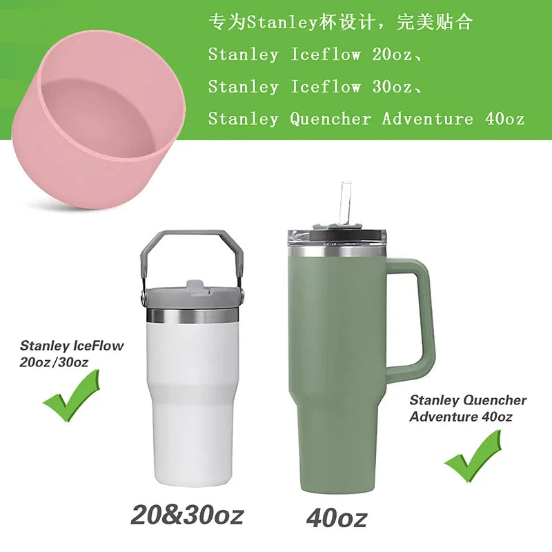 Silicone Cup Protective Sleeve Cushion For Stanley Quencher Adventure 40oz Tumbler with Handle & Stanley IceFlow 20oz 30oz